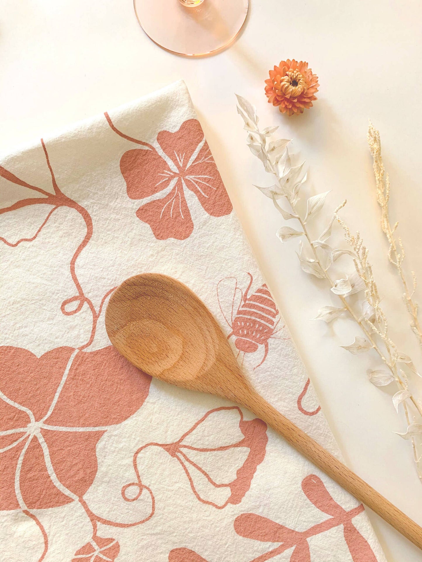 Nasturtium Tea Towel ~ Blush